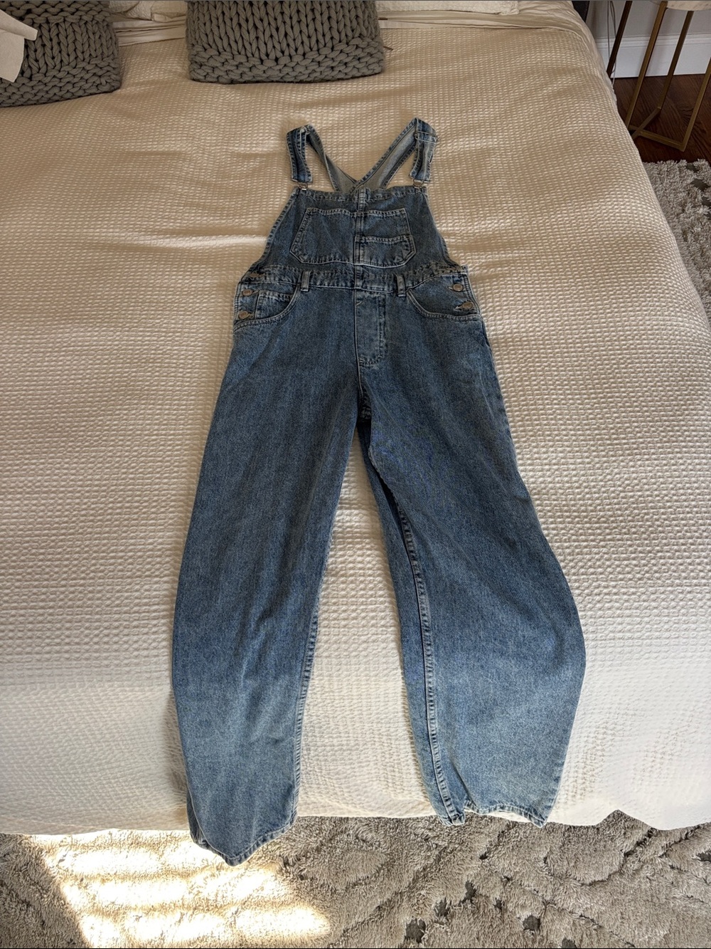 We The Free Washed Blue Denim Overalls